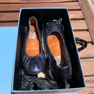 Lanvin ballet flats metallic blue size FR 35.5